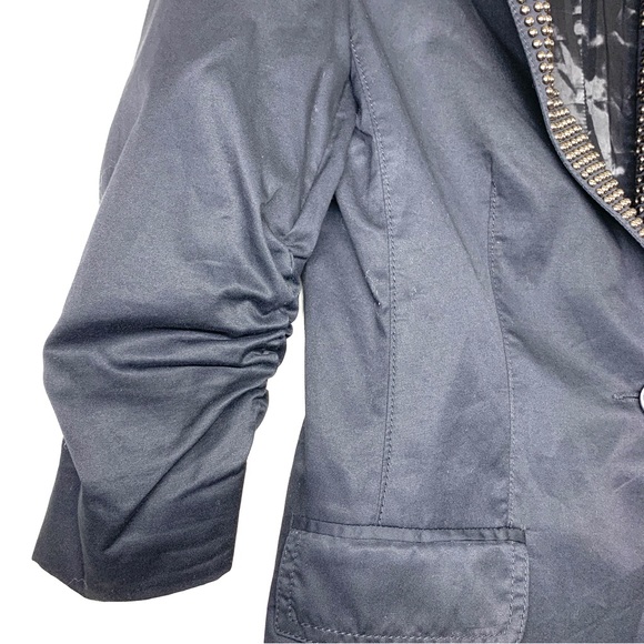 Express Ruched Sleeve Studded Black One Button Blazer - Picture 3 of 8